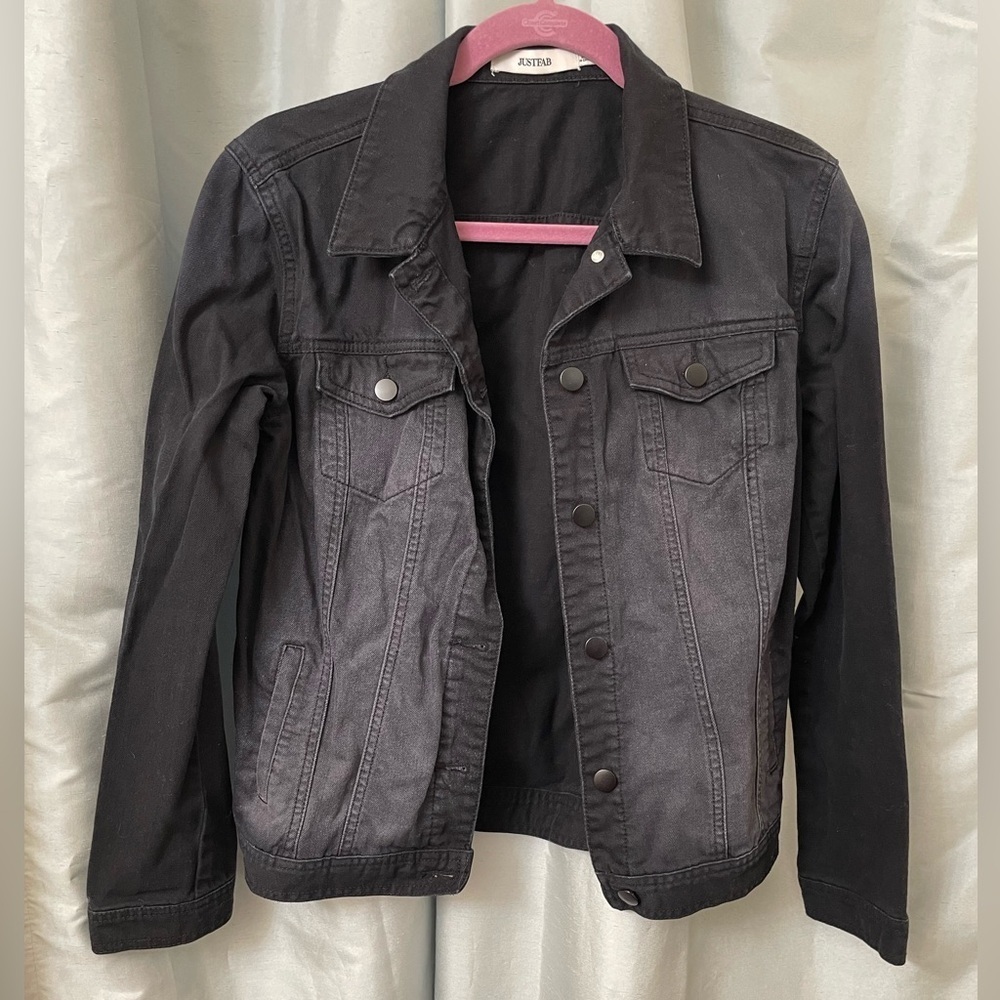 Black distressed coloring jean jacket